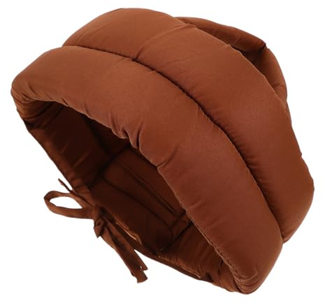 Schutzhelm für Erwachsene mit Stoßdämpfung, Verstellbarem Riemen, Baumwolle | Weiche Polsterung aus Schaumstoff, Atmungsaktive Oberseite, Kaffeefarbene Ausführung, für Senioren und Besondere Bedürfnisse