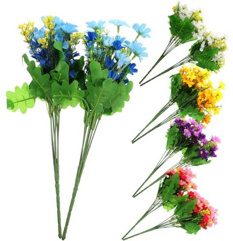 LIFKOME 10 pezzi Fiori Artificiali Margherite Decorativi Resistenti per Interni ed Esterni Bouquet Colorati per Matrimonio Festa e Casa