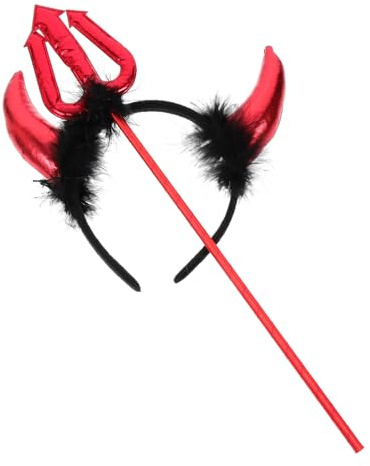 ORFOFE Set Fasce per Chioma Corna da Diavolo per Cosplay Halloween, Accessori Costume Diavolo per Feste in Maschera, Copricapo Leggero e Sicuro Rosso e Nero, 2 Pezzi