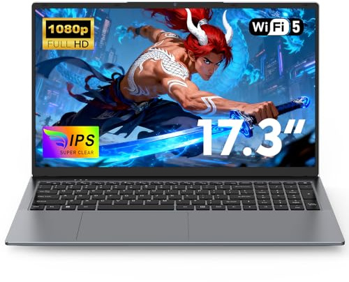 NAIKLULU 17.3 Pollici Laptop Computer Portatile Processor N150(1.2 a 3.6Ghz), RAM 16GB SSD 1TB PC Portatile Computer Notebook 2026, 1920x1080P/Tastiera Completa Retroilluminata/6000Mah/46.2Wh