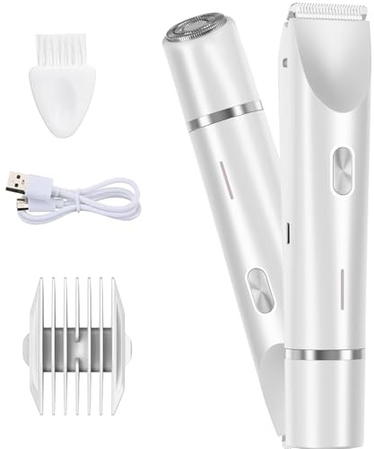 Afeitadora Mujer, 2 en 1 Rasuradora, Impermeable IPX7 Recortadora Mujer zona Intima, Impermeable, Recargable, para Cuerpo, Cara, Uso Húmedo y Seco