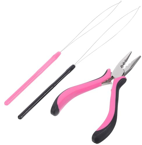 DIYEAH Juego de Herramientas con 3 Piezas para Extensiones de Cabello Fácil de Usar de Metal y Plástico, Diseño Ergonómico para Peluquería Profesional y Peinados en Casa