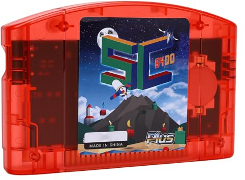 Annadue Cartouche Flash Open Source, Chariot Flash Open Source N64 avec Support 64DD, Sauvegarde Automatique, Cartouche de Carte de Jeu pour Console de Jeu Vidéo N64 (Rouge transparent)