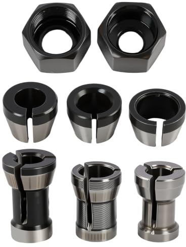 8 pezzi Adattatore Pinze Morsetti per Fresatrice e Macchina per Incisione Mandrini 6 mm, 6,35 mm, 8 mm, 2 Dadi per Fresatrice, Tagliatrice e Utensili Elettrici, Compatibile Einhell, Katsu