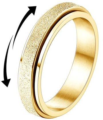 Diamday Bague Anti Stress pour Femme Homme Spinner Fidget Anneau Bague Anti-Stres Acier Inoxydable Enfant Fille Glitter Sablage Spinner Ring Fidget Anti Stress Bijoux