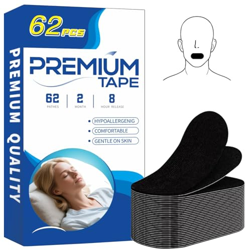 Mundpflaster Schlafen, (62 Stück) Mouth Tape for Sleeping, Anti Schnarch, Schnarchstopper Mundpflaster Schlafen,Verbessert Schlaf und Atmung, für Männer und Frauen geeignet
