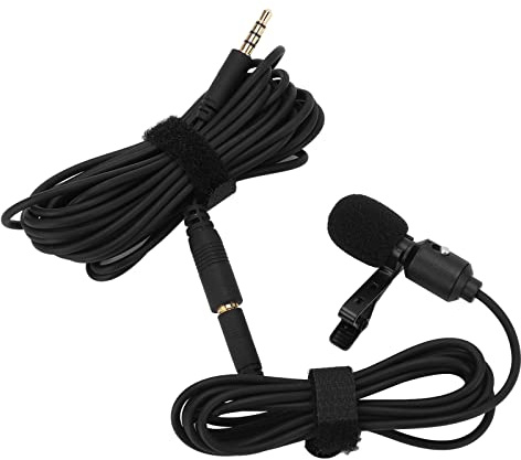 AMONIDA Microfono Lavalier Cardioide per Registrazione Audio Nitida Clip su Microfono da Bavero per Interviste Trasmesse in Diretta Vlog Cavo di Prolunga da 4 M