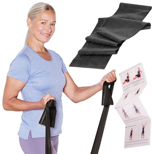 TheraBand 2,50m im PE Beutel mit Anleitung | Fitnessband | Gymnastikband | Stretchband für Ganzkörpertraining | Widerstandsband | Training Bands für Zuhause | Fitness Zubehör | 100% Naturlatex