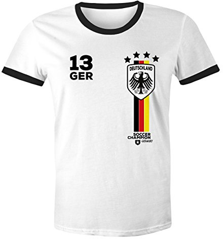 MoonWorks Maglietta da uomo per tifosi di calcio retrò Germania Germania Campionato del Mondo Style Coppa del Mondo 2026, bianco-nero, L