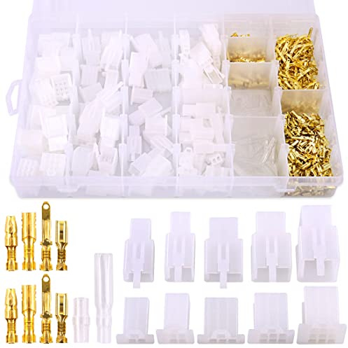 Glarks 700 Stück 2,8 mm 2 3 4 6 9-poliges Steckergehäuse Stiftleiste Crimp elektrische Kabelklemmen Stecker und 30 Sets 4 mm Auto Motorrad Bullet Terminal Sortiment Kit für Motorrad, Fahrrad, Auto
