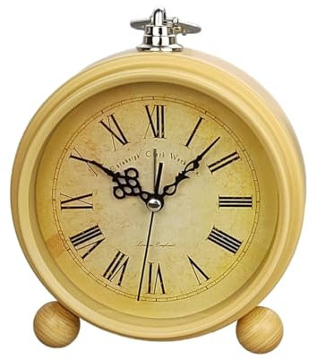 GMMH Retro Analog Wecker, Ohne Ticken, Tischuhr Nachttischuhr (14-2) Alarmwecker Vintage Retro Nostalgie aus Metall, Antik Standuhr Schreibtischuhr Uhr Tischwecker mit Alarm, Weckuhr