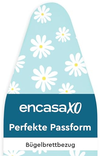 Encasa XO Housse Table À Repasser avec Rembourrage en Feutre De 3 mm, Serrage par Cordon (Convient Aux Planches Standard De Large De 125x39 cm), Imprimé - Bleu de Marguerite
