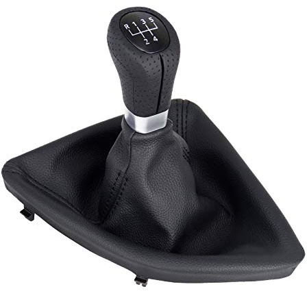 Schaltsack & Schaltknauf für BMW 1er e81 e82 e87 e88 - Bj. 2004 - 2011 - 5 Gang Knauf mit Rahmen - Schwarz - Silber - Schaltmanschette Schalthebel Manschette Schaltung - Hebel Schaltgetriebe A277-2