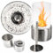 Bio Ethanol Fireplace Indoor Outdoor Camping Glass Top Burner Fire Katy Black Tabletop Round (Stainless Steel)
