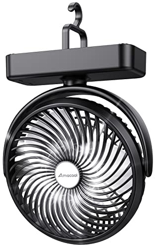 AMACOOL 10000mAh Battery Operated Camping Fan with LED Light-7 inch