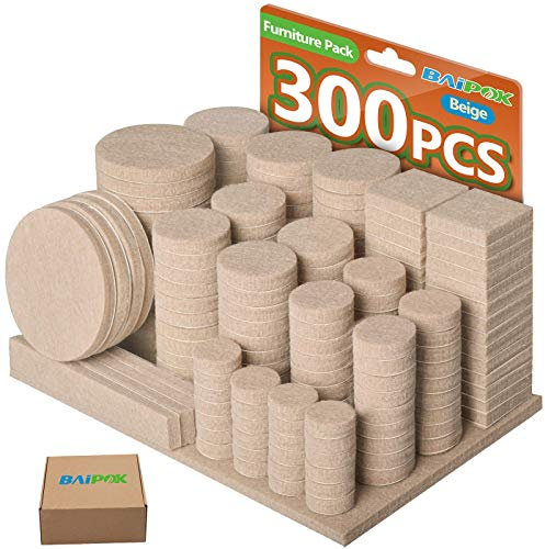 Filzgleiter Selbstklebend Set 300 Stück - Premium Möbelgleiter Filz Pads - Filz Selbstklebend für Stühle Bodengleiter Bodenschoner - Effektiver Schutz Ihrer Möbel & Holzfußböden(Beige)