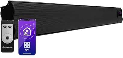 Klarstein Stufa Elettrica Basso Consumo, Colonnina Elettrica da Giardino 3000W, Termosifone Elettrico, Pannello Radiante Infrarossi con Telecomando, Stufetta Smart WIFI App, No CO2