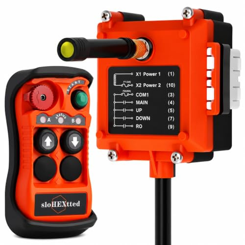 sloHEXtted Q200 Ultra Industrielle Funkfernbedienung Kräne 12-24V | 2-Tasten-Fernbedienung für LKW-Heckklappe Mini-Seilzug Einfachwinde kleiner Brückenkran Laufkatze horizontales Hebegerät