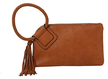 Womens Clutch Purse Wristlet Wallet Evening w/Hand Strap Casual Formal Vegan Leather - Metro Muse (Brown)
