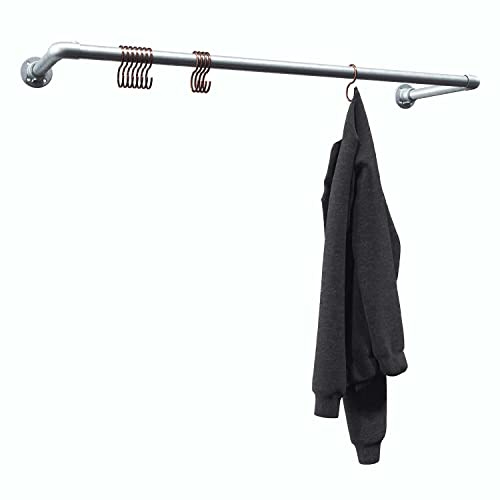 KLEMP Kleiderstange Industrieller Stil Verzinkt Garderobe Industrial Vintage DIY Kleiderständer Kleiderhaken Wandmontage - B100 cm