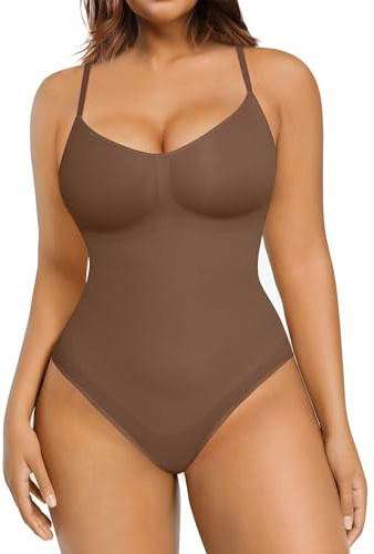 FeelinGirl Bodysuit Shapewear for Women Tummy Control Shaper Brown M-L