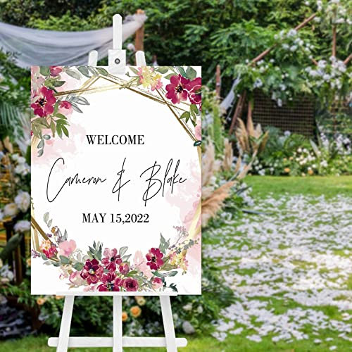 Panneau de bienvenue personnalisé en bois pour mariage - Panneau de bienvenue personnalisé - Panneau de bienvenue de mariage personnalisé - Panneau de bienvenue de mariage personnalisé - 61 x 45,7 cm