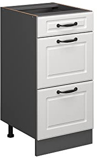 Vicco Küchenunterschrank R-Line, Weiß Landhaus/Anthrazit, 40 cm mit Schubladen, ohne Arbeitsplatte