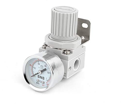 SNS Druckluft Wartungseinheit Regler 1/4 0-10 bar mit Manometer und Halterung für Kompressoren SAR2000-02