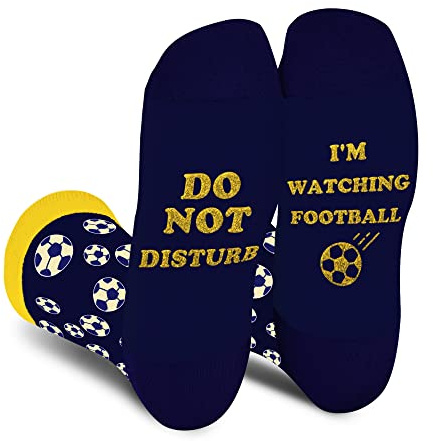 Calcetines Hombre Divertidos -Do Not Disturb I'M Watching Football Personalizados Originales Dibujos Estampados Graciosos Frikis Colores Algodon Calcetines-Regalos Navidad Originales para Adolescentes