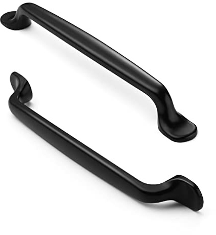 FURNIWARE 5 Pack Matt Black Cupboard Pulls, 6.3 Inch(160mm) Hole Center | Modern Handles for Kitchen Cabinets, Chest of Drawers, Bathroom Vanities, & Wardrobe Doors, Home Renovation & DIY Projects