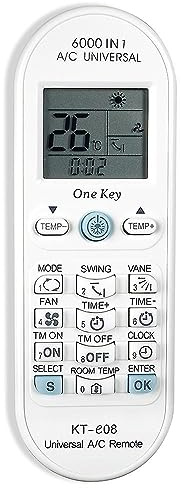 KTE08 Mando a Distancia Universal para Aire Acondicionado A/A 6000 Códigos Compatible con Panasonic Samsung Sanyo Toshiba Sharp Hitachi