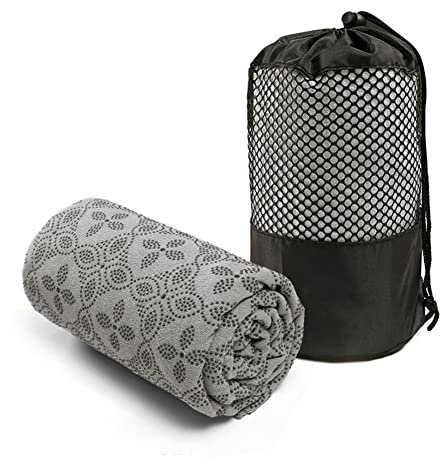 Morbuy Mikrofaser Hot Yoga Handtuch, Yoga Mat 183x63cm rutschfest Fitnesstuch Weich Atmungsaktiv Antirutsch Yogatuch Gilt für Fitness Ausbildung (183x63cm,Grau)