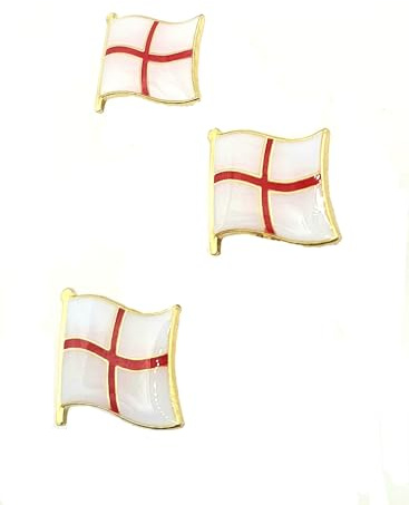 Anstecknadel mit englischem St. Georges-Kreuz, Metall, Emaille, Rot, 3 Stück, Metall