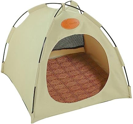 GUSHE Faltbares Outdoor-Zelt für Haustiere, Tragbare Zelt für Katzen, Katzenzelt für den Außenbereich, Katzenzelt Outdoor, Atmungsaktiv Faltbarer Haustier-Zelt, Geschenk für Katzenliebhaber (Beige)