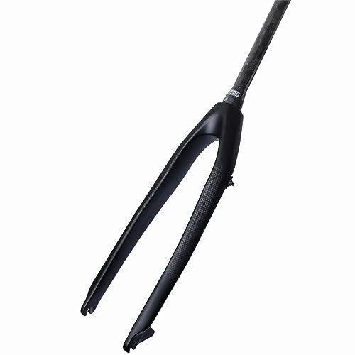 LHHL 26 27.5 29 Fibre De Carbone VTT Fourche Avant 1-1/8 QR 9x100mm Rigide Fourche De Frein À Disque sans Filetage Tube Conique Vélo De Montagne Fourches (Color : Black, Size : 26)