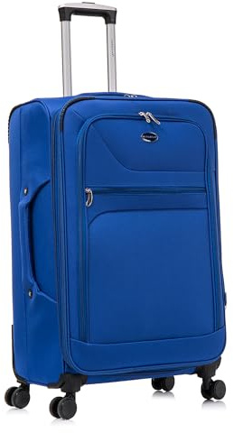 Aerostar Large 29” Lightweight Softshell Expandable Suitcase, Integrated Combination Lock, 4 Wheels Check in Luggage for 23kg (Royal Blue, 112 litres)