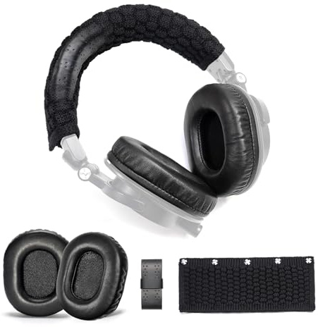 Voarmaks True Lambskin Ear Pads Pure Wool Headband Cushion Cover Kit Compatible with Audio Technica ATH M50X M50XBT M50RD M40X M30X M20X MSR7 SX1 Headphone (Ture Lambskin Kit)