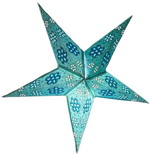 YEPSIO Farol de papel con forma de estrella, pantallas de luz, grande, 60 cm, decoración colgante de estrella para Navidad, boda, decoración del hogar, fiesta de cumpleaños (turquesa)