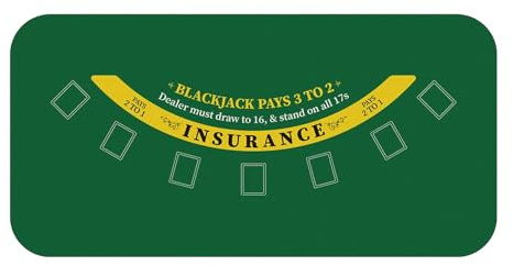 SaiDuoDuo Blackjack Poker Matte für Tisch mit Tragetasche, professionelle Casino Blackjack Tischplatte Layout Poker Tischmatte für Parteien,Home,Grün,L