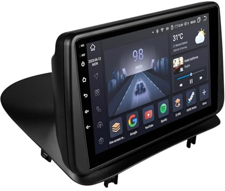 Ossuret Android 14 Bilradio för Renault Clio 3 2005-2014, 8 kärnor 6G+64G GPS Navi 9-tums QLED pekskärm med trådlös CarPlay Android Auto Bluetooth WiFi 4G LTE DSP RDS FM/AM TPMS