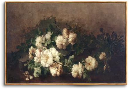 hyidecorart Vintage Bilder mit Rahmen Blumen Gemälde Wohnzimmer 60x90 cm