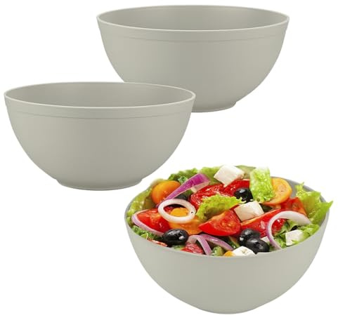 VIRSUS 3 Insalatiere in Plastica per Insalata e Verdure, Diametro 20 cm e capacità 2 Litri, Ciotola Infrangibile Riutilizzabile per alimenti, ciotole da portata, senza BPA -951N (Beige)
