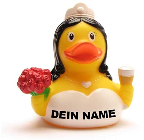 Duckshop Badeenten - personalisierbar (Braut mit Sektglas)