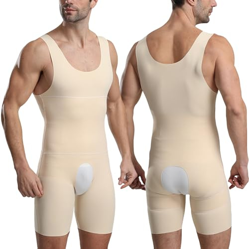 AIEOE Shapewear Men's Sleeveless Slimming Bodysuit Butt Lifter Bodice Pants Compression Undershirt Full Body Shaper Tummy Control Stretch Waist Belly Shapewear