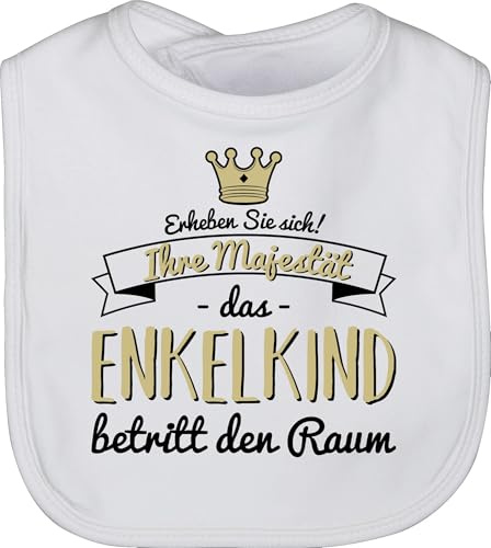 Baby Lätzchen - Sprüche - Ihre Majestät das Enkelkind betritt den Raum - Unisize - Weiß - lustige babysachen spruch enkel kinderlätze babykleidung mit süßen sprüchen spruche enkelkinder latz