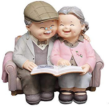 Figurine da tavolo da bar Decorazione da giardino for sculture, statue e figurine for la decorazione domestica, figurine creative di nonni amanti Coppia ornamenti in miniatura Resina Artigianato dei v