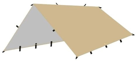 Zeltplane Camping Zelt Tarp 4x4m 4x3m 3x3meter 19 Hängepunkte Zeltplane Survival Sonnenschutz Schattendach Outdoor Rucksackreisen Wasserdicht Camping Markise Sonnenschirm(3x3meters Khaki)