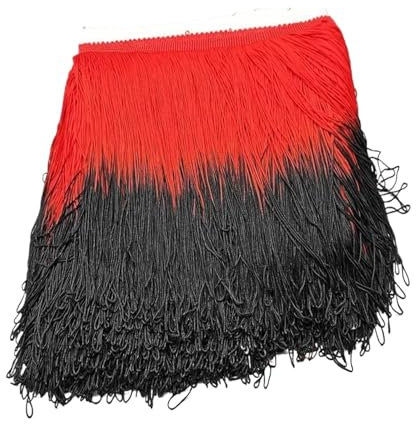 Fransen Mit Quastenbesatz 2 Meter/Set, 20 cm lang, verschlüsselt, zweifarbig, Nylon, Spitzenbesatz, Quaste, Fransen, DIY, lateinamerikanisches Kleid, Bühnenkleidung, Vorhang, individuelles Zubehör Fra
