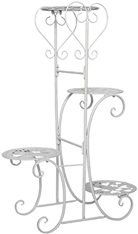 ZTZBFGM Weiß, 4 Etagen Metall Pflanzenständer Blumentopfständer, Blumentreppe, Blumenregal, Pflanzenregale, Blumenbank Pflanzentreppen Für Wohnzimmer, Balkon, Terrasse, Hof