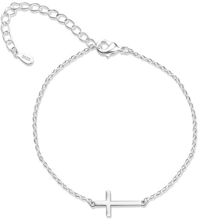 ALEXCRAFT Kreuz Armband Silber 925 Damen Armkette Schmuck Verstellbare Kette Valentinstag Muttertag Geburtstags Weihnachten für Sie Frauen Freundin Mama Geschenke 17+5cm